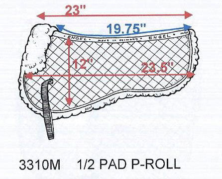 Engel Deluxe Sheepskin Half Pad Saddle Pad with Pommel Roll - Medium 3310M