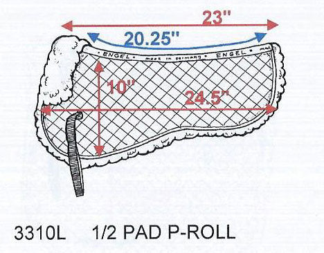 Engel Deluxe Sheepskin Half Pad Saddle Pad with Pommel Roll - Large 3310L