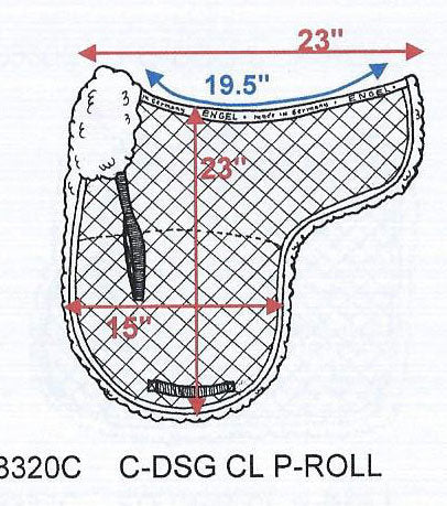 Engel Deluxe Sheepskin Dressage Numnah Saddle Pad with Pommel Roll and Complete Lining - 3320C