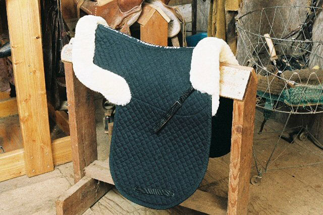 Engel Deluxe Sheepskin Dressage Numnah Saddle Pad with Pommel Cantle Roll and Partial Lining - 3320D