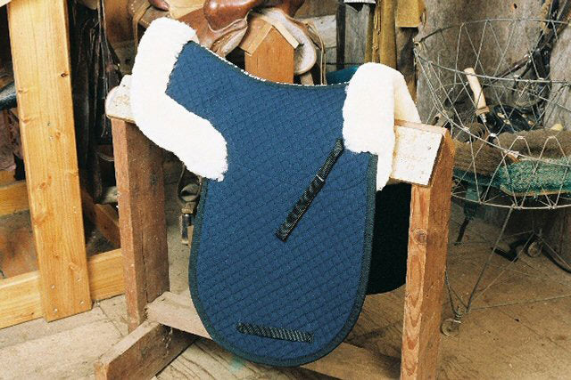 Engel Deluxe Sheepskin Dressage Numnah Saddle Pad with Pommel Cantle Roll and Partial Lining - 3320D