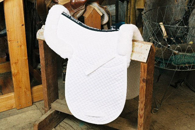 Engel Deluxe Sheepskin Dressage Numnah Saddle Pad with Pommel Cantle Roll and Partial Lining - 3320D