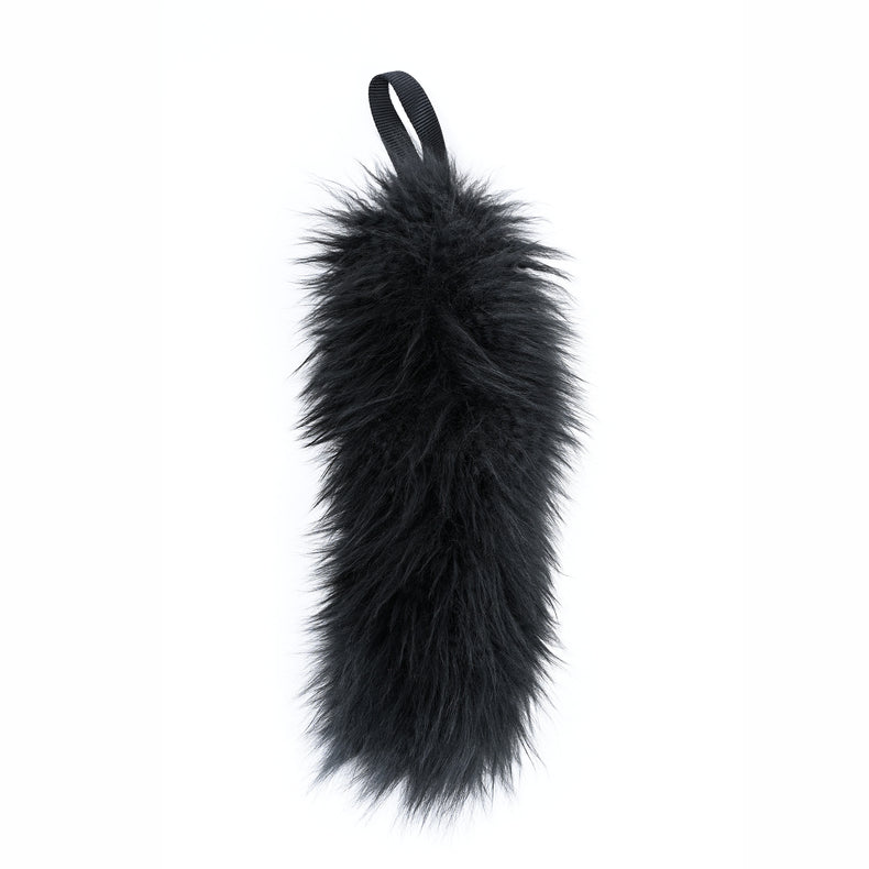 Long Fur Sheepskin Dog Lure – Flirt Pole and Tug Attachment - Black
