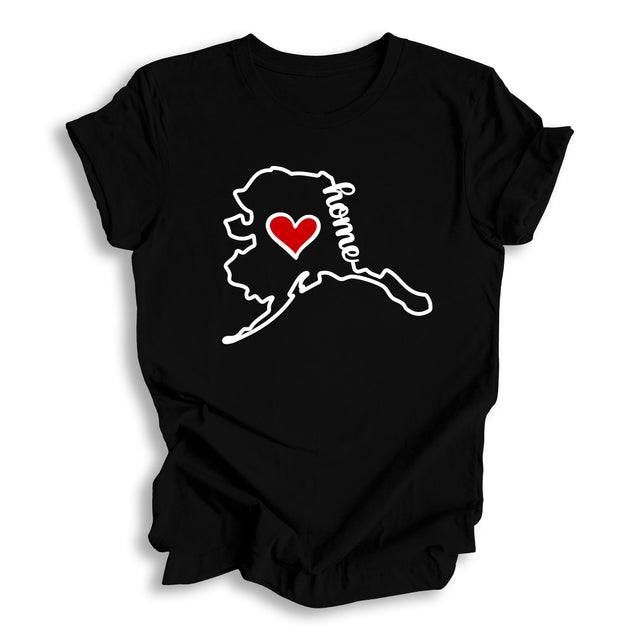 Alaska State Outline Home with Heart T-Shirt