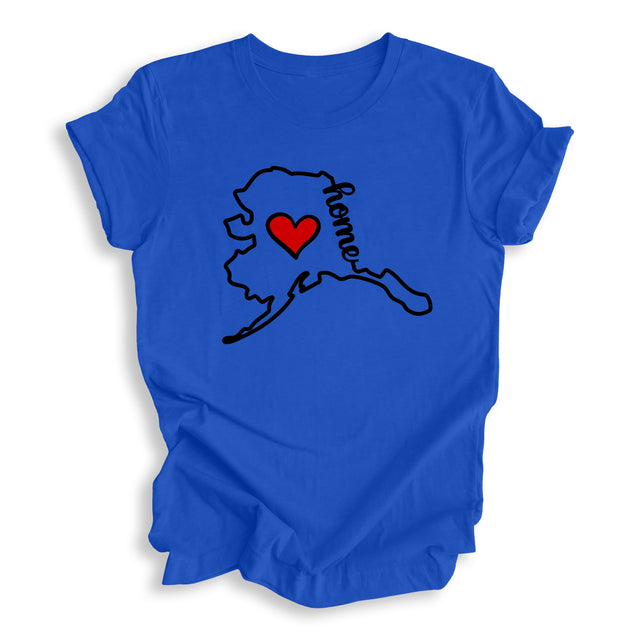 Alaska State Outline Home with Heart T-Shirt