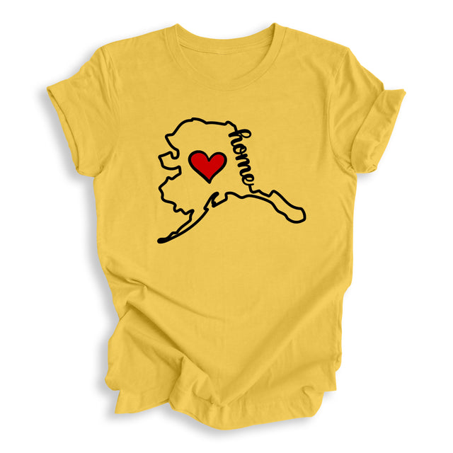 Alaska State Outline Home with Heart T-Shirt