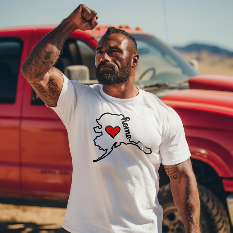 Alaska State Outline Home with Heart T-Shirt