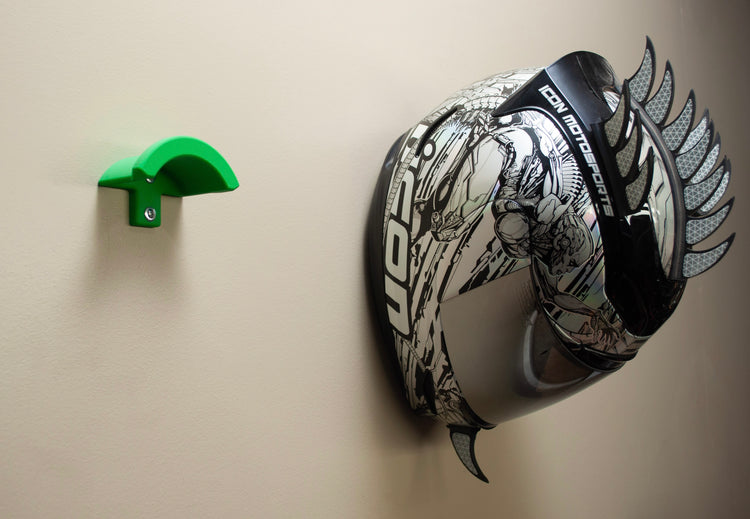 Helmet Wall Mount - Motorcycle, Bicycle, Flush Hanger, Wall Storage, Multi-Use, Simple, Clean