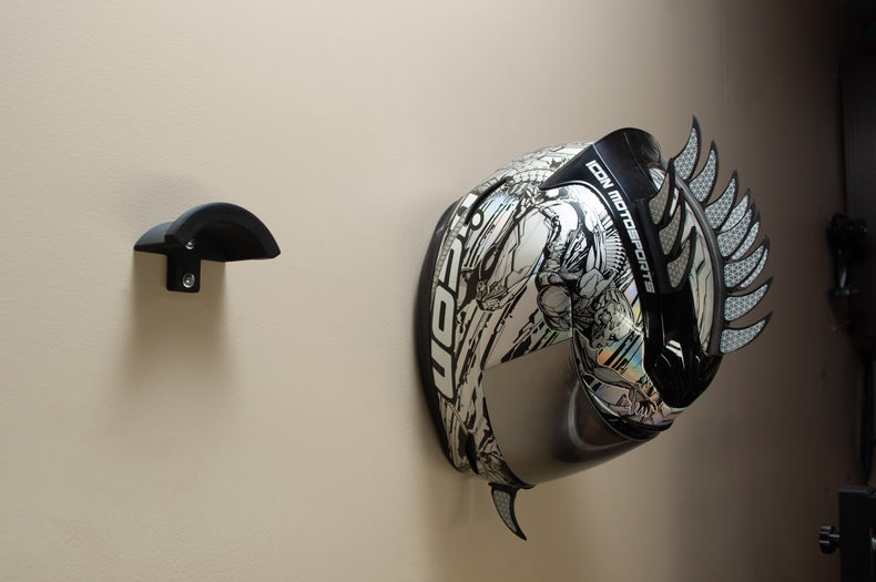 Helmet Wall Mount - Motorcycle, Bicycle, Flush Hanger, Wall Storage, Multi-Use, Simple, Clean