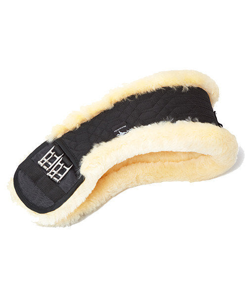 Dressage Moon Girth 45cm – 90cm Black with Medical Sheepskin