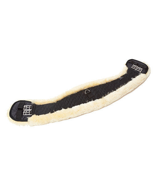 Dressage Moon Girth 45cm – 90cm Black with Medical Sheepskin