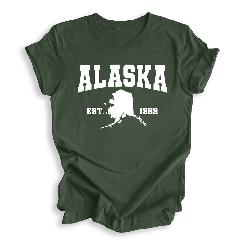 Established in 1959 Alaska State Outline T-Shirt