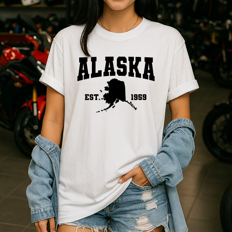 Established in 1959 Alaska State Outline T-Shirt