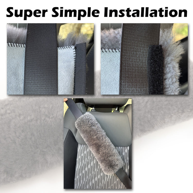 Sheepskin Seat Belt Cover - Two Pack