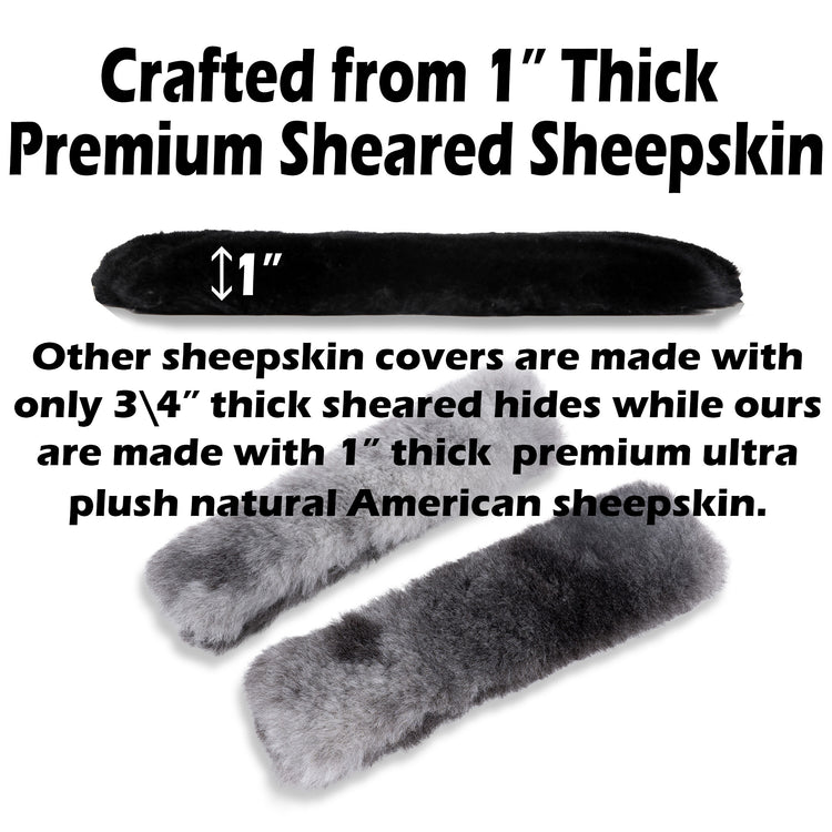 Genuine Sheepskin Seat Belt Covers – 1” Premium Loft, Natural Undyed Tones, Cars Trucks SUVs, Luxury American-Made