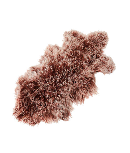 Tibetan Lambskin Pelt or Rug - Brown with White Tips