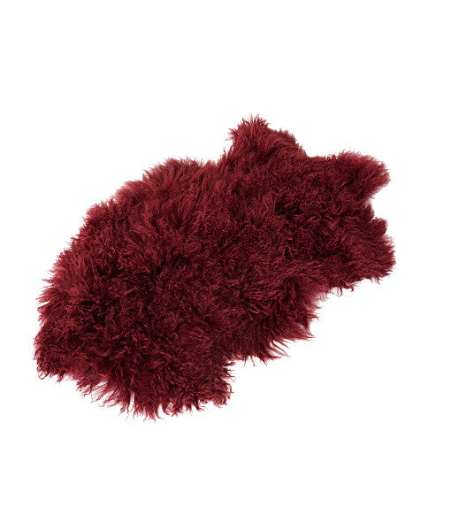 Tibetan Lambskin Pelt or Rug - Burgundy