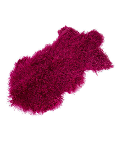 Tibetan Lambskin Pelt or Rug - Fuchsia