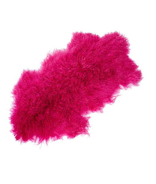 Tibetan Lambskin Pelt or Rug - Magenta