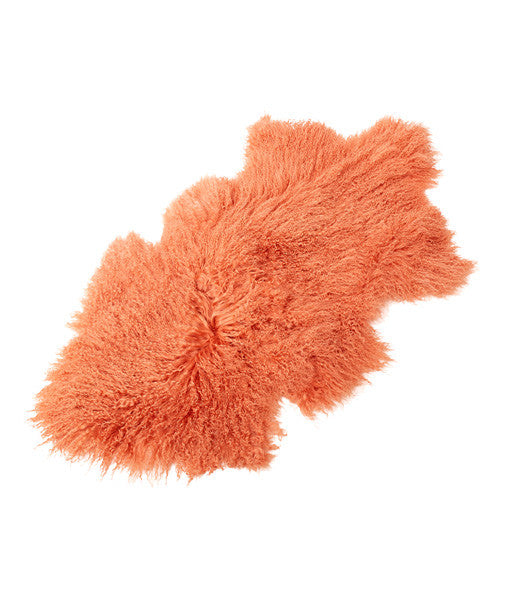 Tibetan Lambskin Pelt or Rug - Nectarine