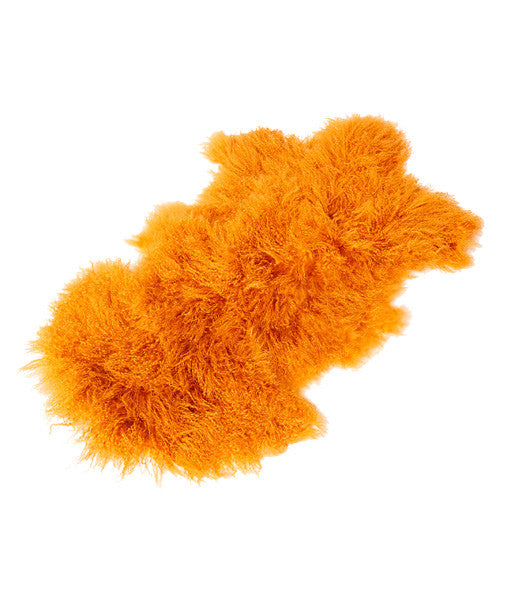 Tibetan Lambskin Pelt or Rug - Pumpkin