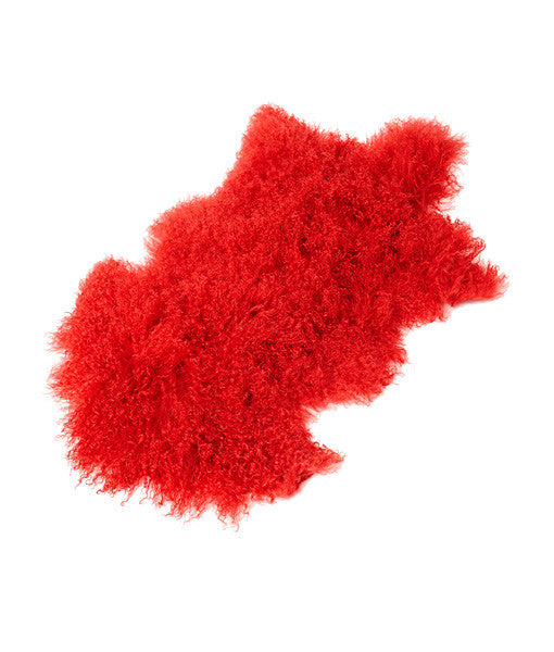 Tibetan Lambskin Pelt or Rug - Red