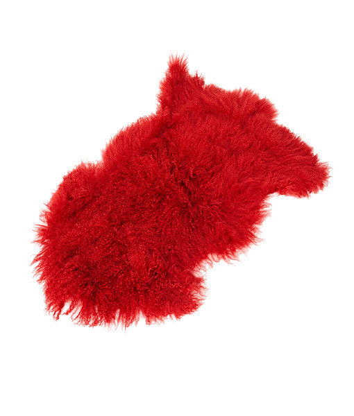 Tibetan Lambskin Pelt or Rug - Scarlet