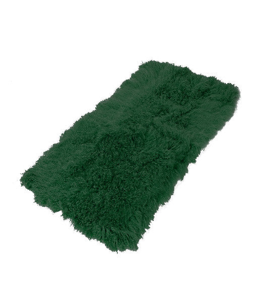 Tibetan Lambskin Throw Rug - Evergreen