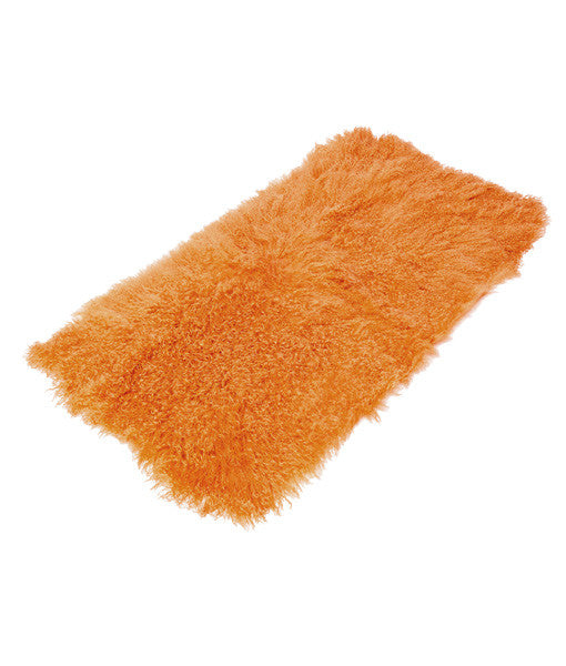 Tibetan Lambskin Throw Rug - Nectarine