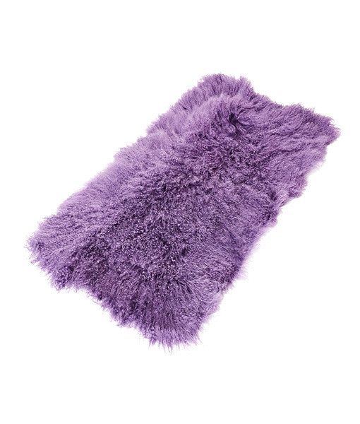 Tibetan Lambskin Throw Rug - Plum