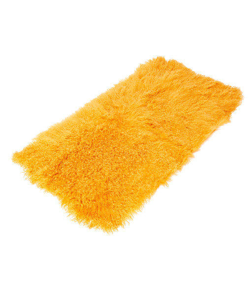 Tibetan Lambskin Throw Rug - Pumpkin