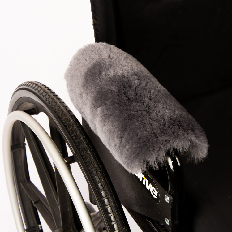 Sheepskin Armrest Covers (Pair) - Real Sheepskin Pads for Wheelchairs and Office Chairs - Soft Cushion Padded Arm Rest - Comfort Padding Pressure Pain Relief