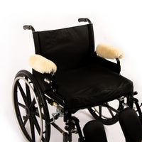 Sheepskin Armrest Covers (Pair) - Real Sheepskin Pads for Wheelchairs and Office Chairs - Soft Cushion Padded Arm Rest - Comfort Padding Pressure Pain Relief