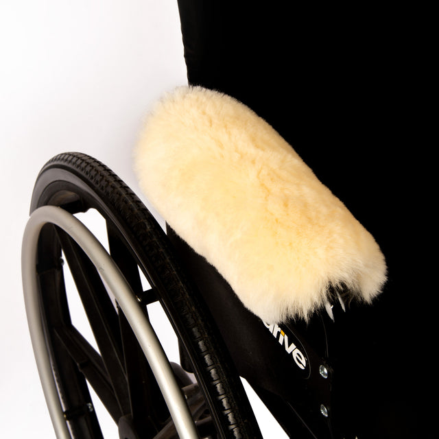 Sheepskin Armrest Covers (Pair) - Real Sheepskin Pads for Wheelchairs and Office Chairs - Soft Cushion Padded Arm Rest - Comfort Padding Pressure Pain Relief