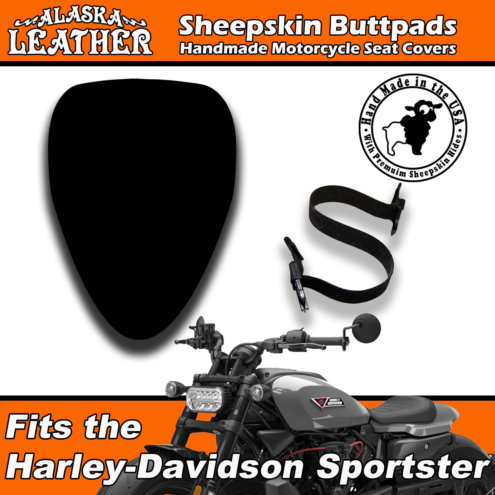 Sheepskin Buttpad® Motorcycle Seat Cover for the Harley Davidson