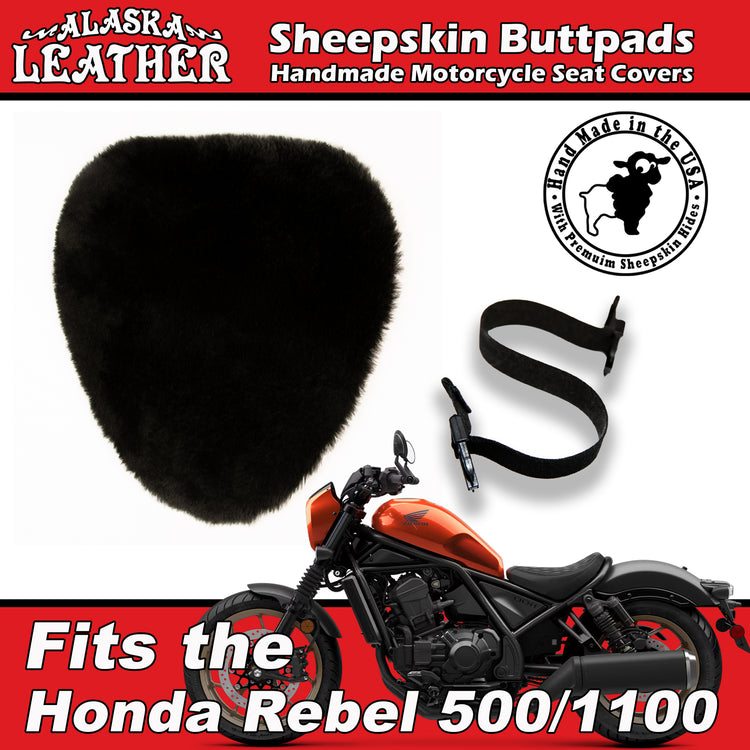 Honda Rebel 500 and 1100 Long Hair Sheepskin Buttpad® by Alaska Leather | Premium Motorcycle Seat Cover