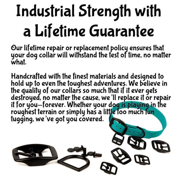 Biothane Dog Collar with Black Classic Rounded Buckle - Comes with a Free Custom Engraved Pet ID Tag - Waterproof, Durable and Easy to Clean