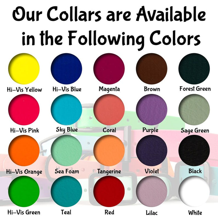 Biothane Dog Collar with Black Classic Rounded Buckle - Comes with a Free Custom Engraved Pet ID Tag - Waterproof, Durable and Easy to Clean