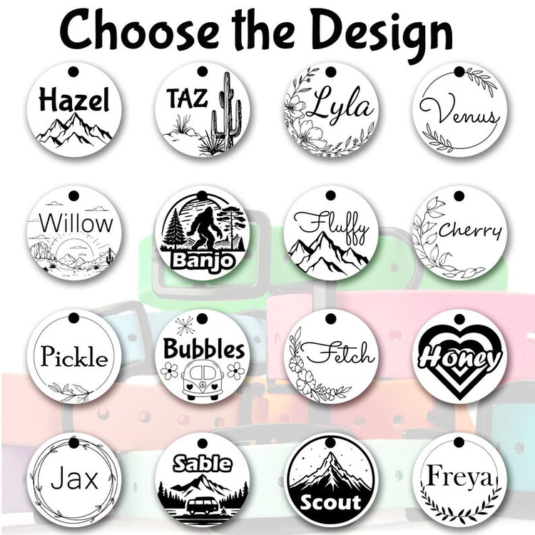 Biothane Dog Collar with Black Classic Rounded Buckle - Comes with a Free Custom Engraved Pet ID Tag - Waterproof, Durable and Easy to Clean