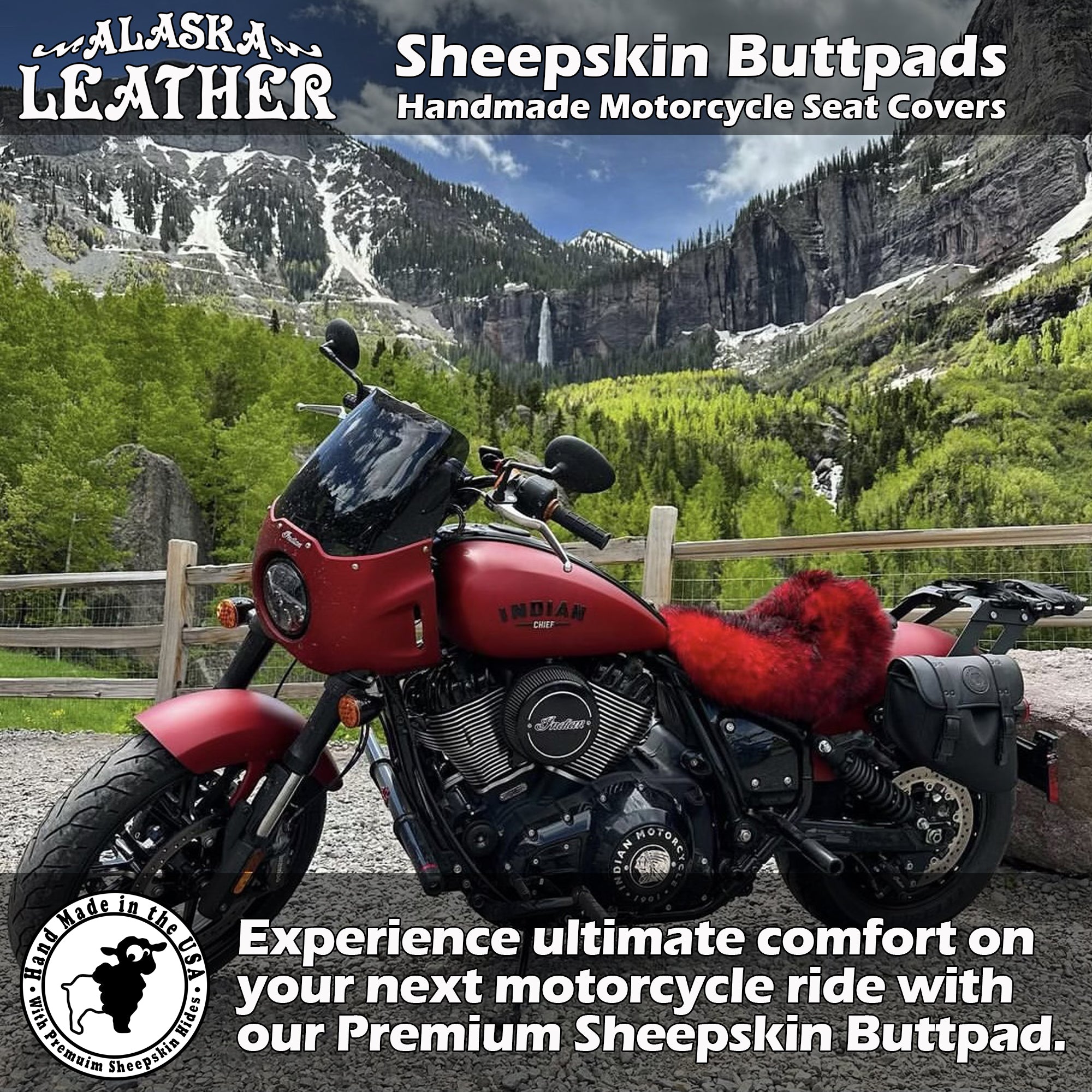 Medium Sheepskin Buttpad - Motorcycle Seat Cover – Alaska Leather