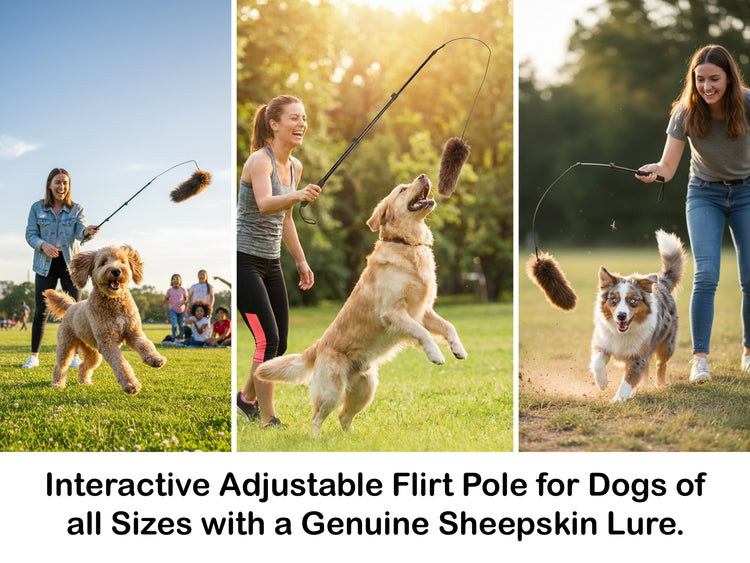 Adjustable Telescopic Flirt Pole with Durable Sheepskin Lure - Dog Training and Exercise Kit