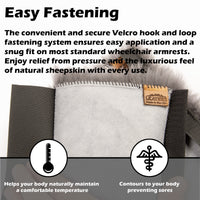 Genuine Sheepskin Wheelchair Armrest Covers (Pair) – Full Wrap-Around Comfort Pads