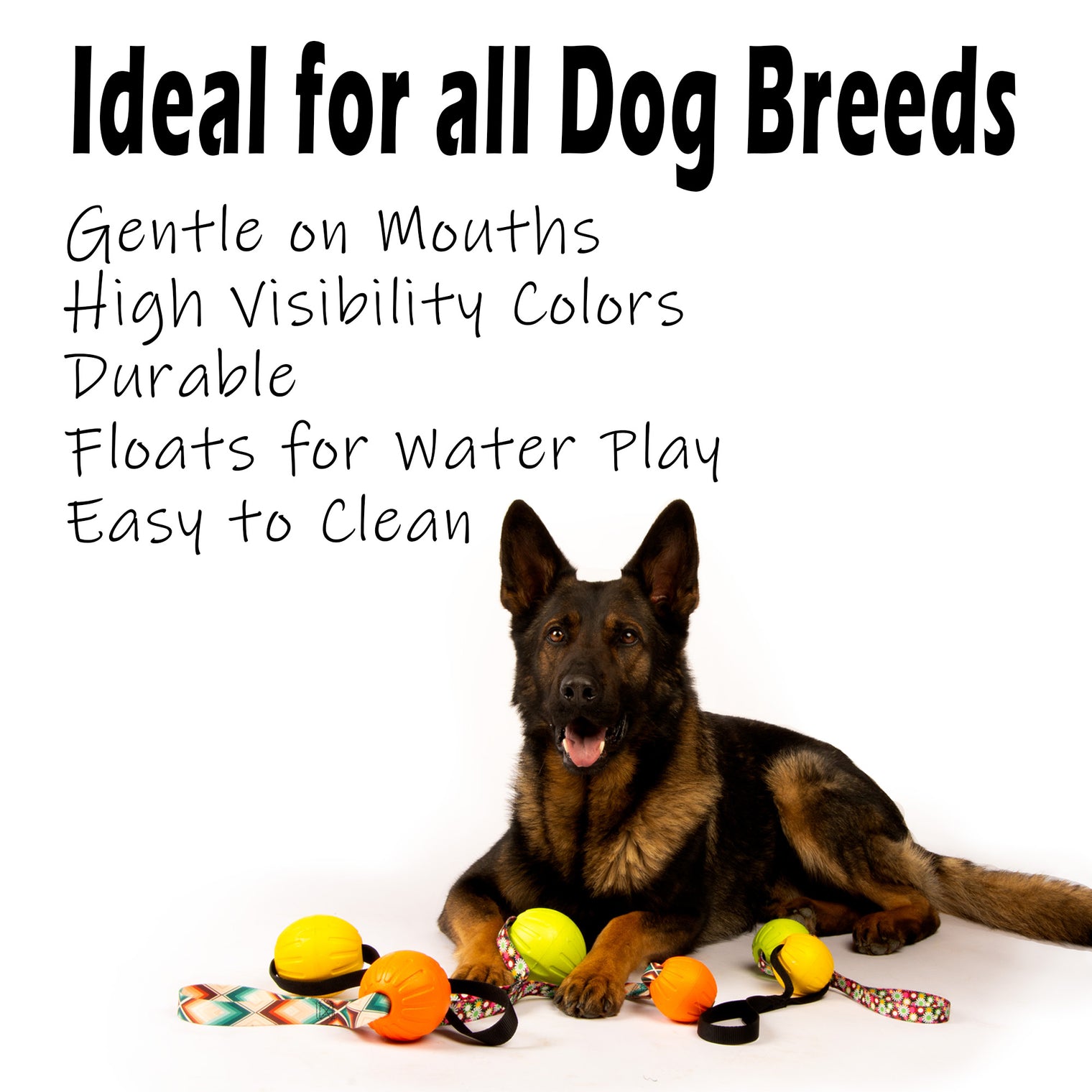 Virtually Indestructible Foam Fetch Dog Ball with Heavy-Duty Tug Handle - Medium 12"x2.75" Neon Flowers